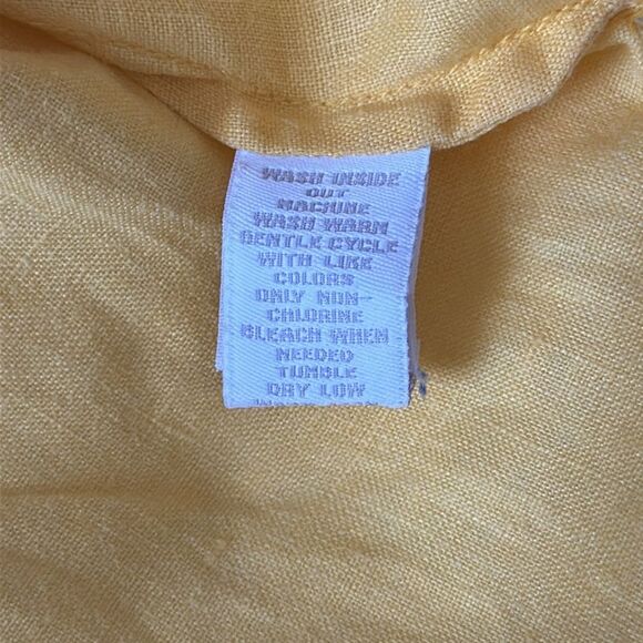 Charter Club Women’s Yellow Embroidered Boho Peasant Style Linen Top Size 16 - Picture 11 of 11